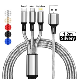 Nylon braided 3 in 1 charging cable