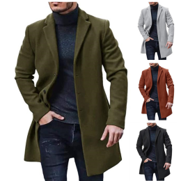 Mid-length warm single-breasted coat