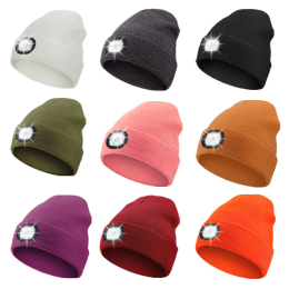 Knitted breathable headlamp cap with light