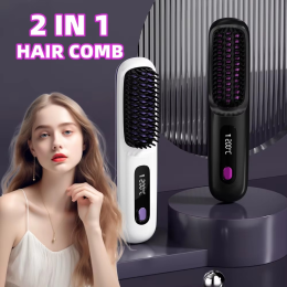 Multifunctional portable rechargeable hair straightening comb