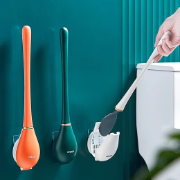 Punch-free wall-mounted silicone cleaning brush