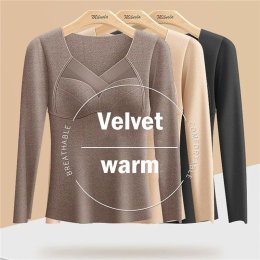 V-neck thermal underwear with chest pads