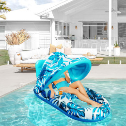 PVC inflatable water lounger with sunshade