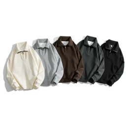 Spring and autumn men's casual loose sweatshirt with half turtleneck zipper