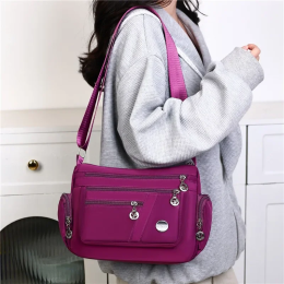 Large capacity multi-compartment women's travel shoulder messenger bag
