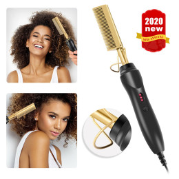 Electric hair straightener hot curling iron comb hair straightener comb flat styler titanium alloy straighten brush