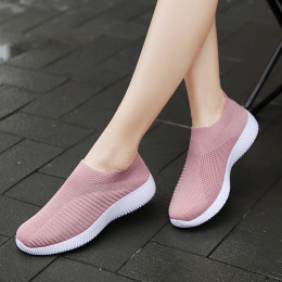 Woman plus size casual shoes elastic fabric socks shoes woman fashion slip on breathable soft flat walking shoes sneakers