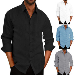 Summer/Autumn linen long sleeve shirt male casual shirt blouse