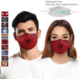 PM2.5 Face Adult Mask Children Mask Anime Print Spiderman Grimace Mask Reusable Filter Pad Pollution Activated Carbon kids Masks