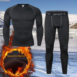 Men's fleece outdoor sports tights suit base thermal underwear