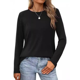 Women's loose round neck top base layer
