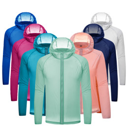Summer Solid Color Anti-UV Sun Protection Jacket Lightweight Breathable Waterproof Quick-Drying Long Sleeve Hooded Skin Windbreaker