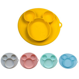 Children silicone bowl sucker bowl baby plate silicone plate baby feeding plate