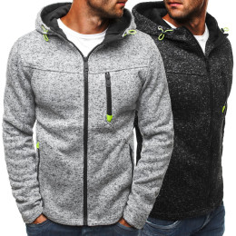 Mens Fashion Casual Oversize Solid Long Sleeve Zip Up Hoodie