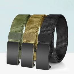 Self-buckle canvas belt