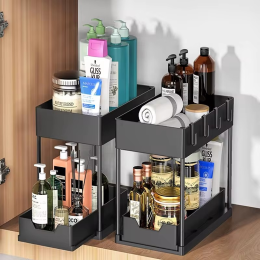 2-Tier Plastic Under Sink Storage Rack