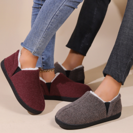 Indoor fur collar heeled cotton shoes