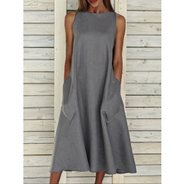 Women's Sleeveless Casual Long Dresses with Pockets