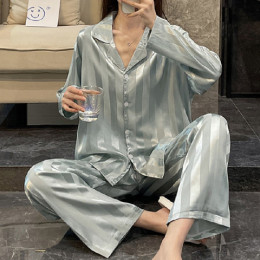 Pajamas glossy with stripes ladies