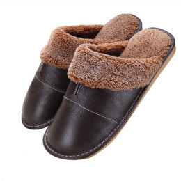 Leather non-slip house slippers