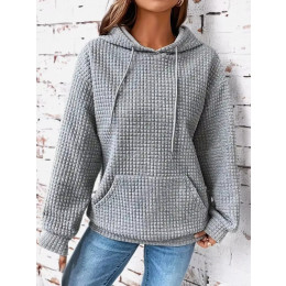 Waffle Crew Neck Long Sleeve Sweatshirt
