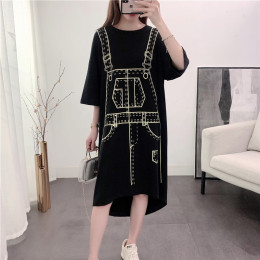 fake suspenders print dress