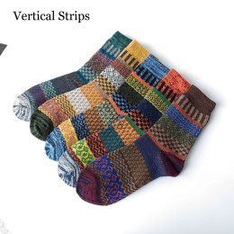 5Pair Men's retro ethnic style mid-calf cotton socks