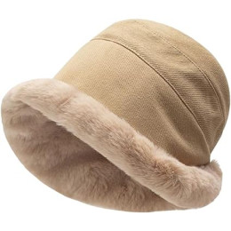 Womens Fuzzy Winter Bucket Hat