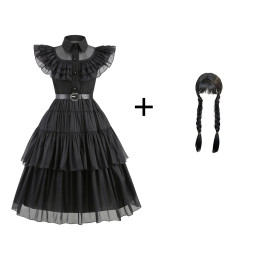 Wednesday girl cosplay mesh evening dress costume