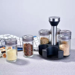 Glass spice storage bottle rotating storage set