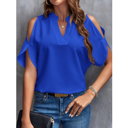 Solid Classic Short Sleeve Business Blouse