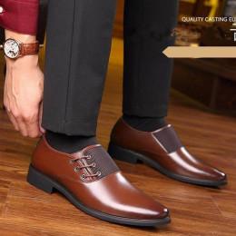 Men Fashion Pointed Toe Lace Up Leather Shoes