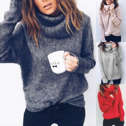 Women Soild Color Turtleneck Neck Sweater