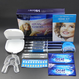 Teeth Whitening Kit 4 Gel 2 Strips 1 LED White Tooth Bleach