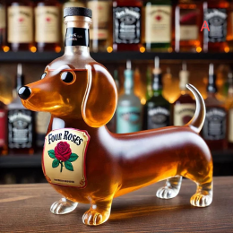 Funny dachshund-shaped whiskey bottle