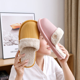 Autumn and winter warm plush cotton slippers