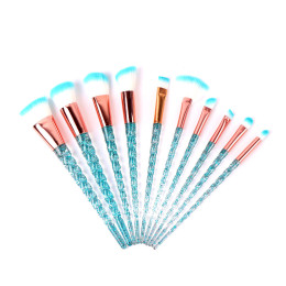 10pcs Unicorn Makeup Brushes Crystal Spiral Handle