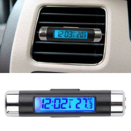 2in1 Car Digital LCD Temperature Thermometer Clock