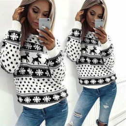 Christmas fawn print sweater women