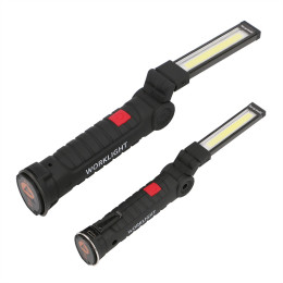 Portable 5 Mode COB Flashlight Torch USB Rechargeable LED Work Light