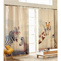 Zebra giraffe linen curtains