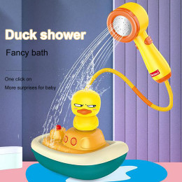 Children playing in the water electric duck spray shower