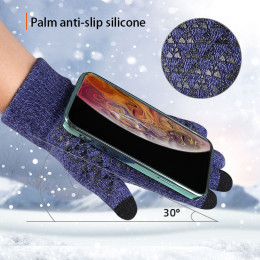 Fleece non-slip warm knitted gloves