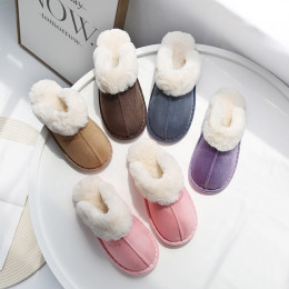 Suede Slippers Indoor Warm Thick Bottomed Anti Slip Plush Cotton Slippers