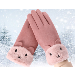 Winter Warm Cashmere Mittens Double thick Plush Wrist Women Touch Screen  Gloves