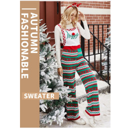Loose Christmas snowflake knitted jumpsuit