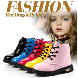 PU Leather Waterproof Martin Boots Kids Snow Boots 
