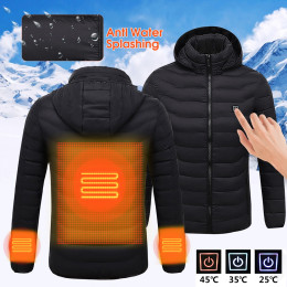 Mens Winter Heated USB Hooded Work Jacket Coats
