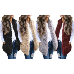 Lady Faux Fur Solid Casual Sleeveless Warm Vest