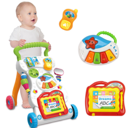 Early Learning Adjustable Muscial Baby Sit and Stand Walker First Steps